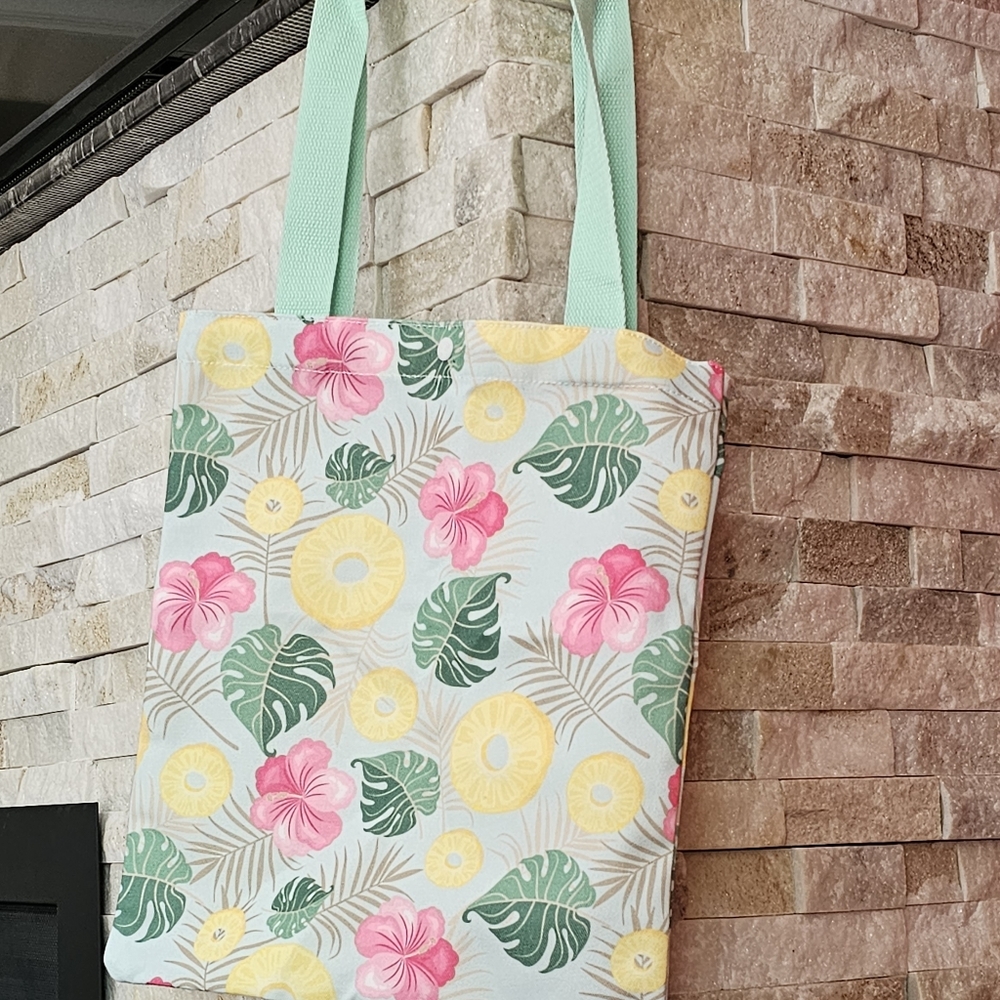 Printed Canvas Shoulder  Tote Bag Hawaiian style